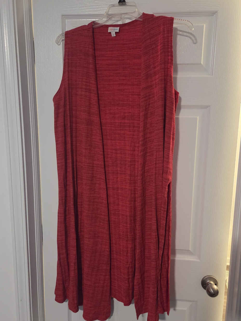 LopLuLaRoe Red Textured Joy Open Front Cardigan